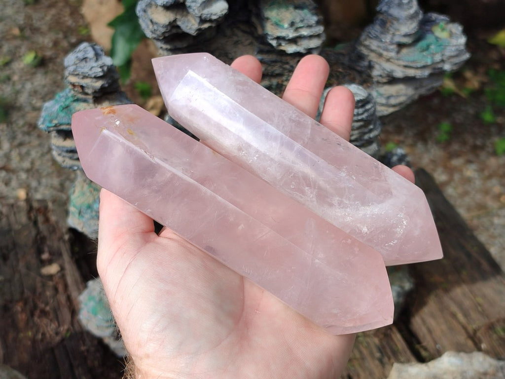 Polished Double Terminated Gemmy Rose Quartz Crystals x 6 From Madagascar - Toprock Gemstones and Minerals 