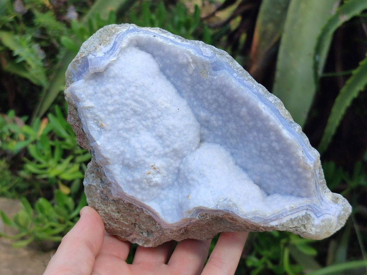 Natural Blue Lace Agate Geode Specimens x 3 From Nsanje, Malawi - Toprock Gemstones and Minerals 