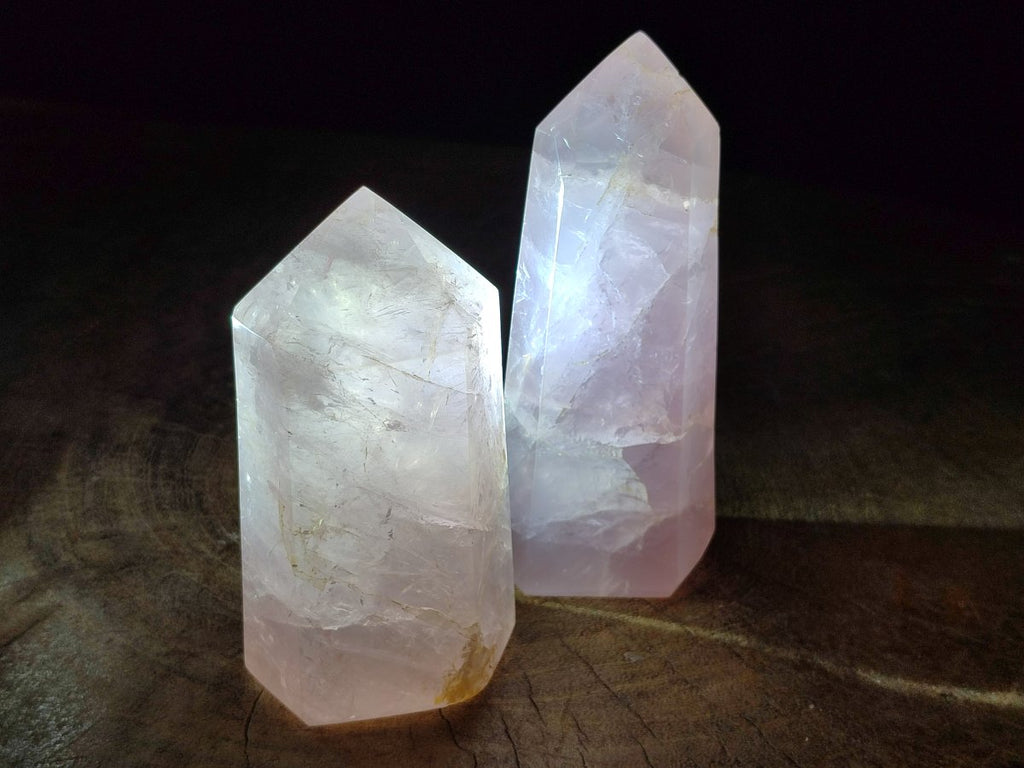 Polished Gemmy Rose Quartz Crystals x 3 From Madagascar - Toprock Gemstones and Minerals 