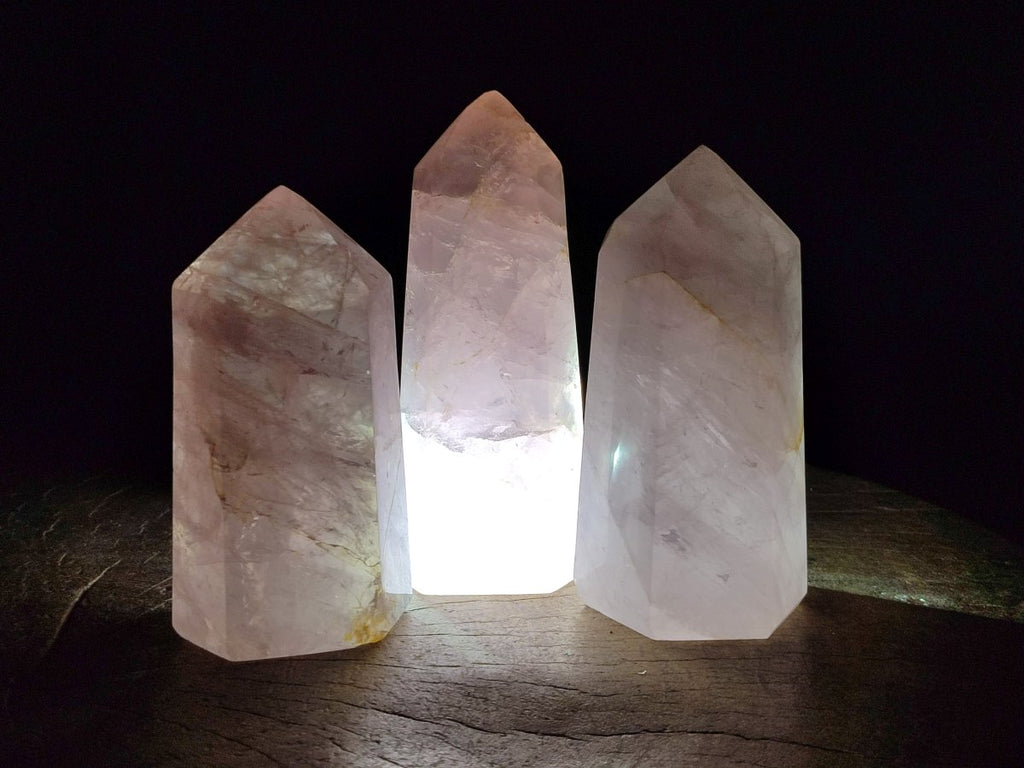 Polished Gemmy Rose Quartz Crystals x 3 From Madagascar - Toprock Gemstones and Minerals 