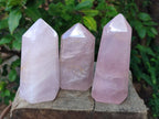 Polished Gemmy Rose Quartz Crystals x 3 From Madagascar - Toprock Gemstones and Minerals 