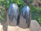 Polished Black Tourmaline Standing Free Forms x 2 From Madagascar - Toprock Gemstones and Minerals 
