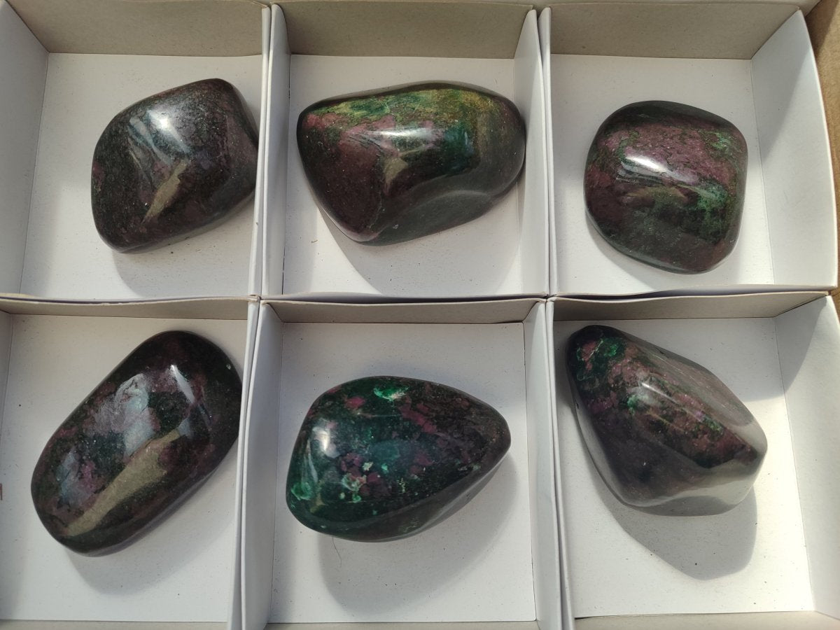 Polished Ruby Corundum In Chrome Verdite Free Forms x 6 From Mutoko, Zimbabwe - Toprock Gemstones and Minerals 