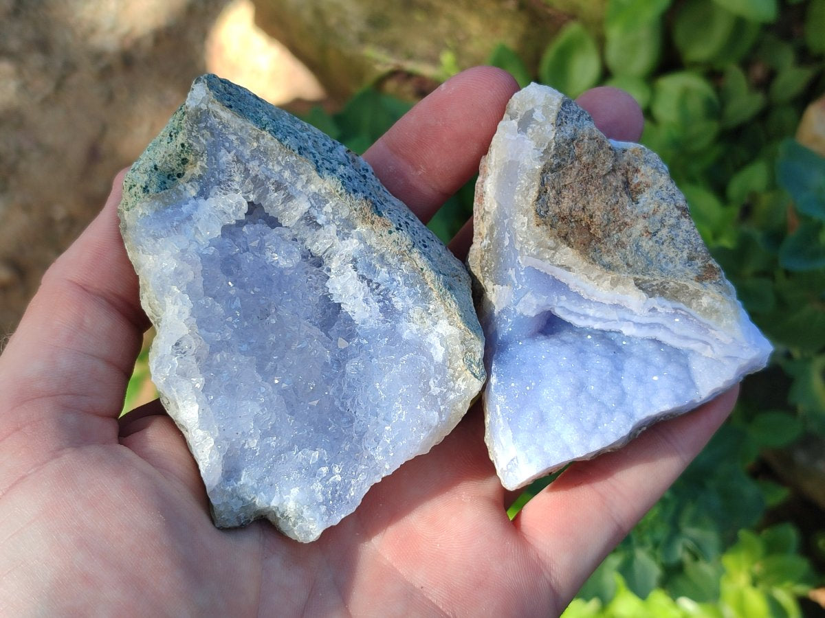 Natural Blue Lace Agate Geode Specimens x 24 From Nsanje, Malawi - Toprock Gemstones and Minerals 