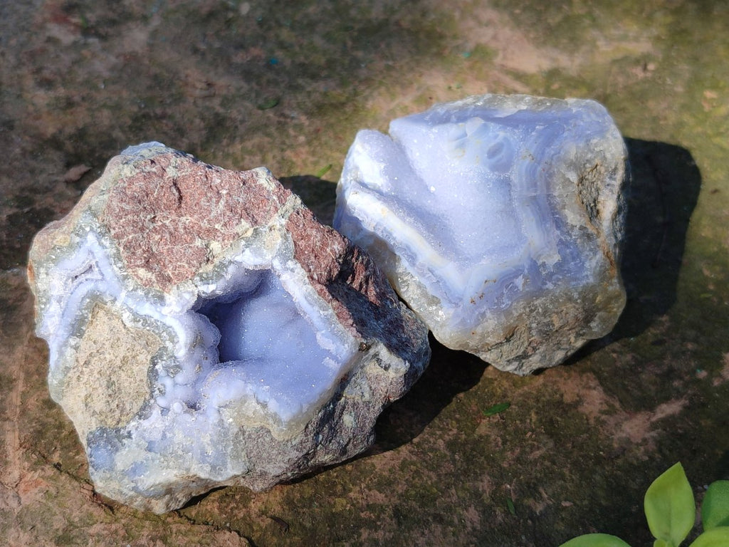 Natural Blue Lace Agate Geode Specimens x 24 From Nsanje, Malawi - Toprock Gemstones and Minerals 