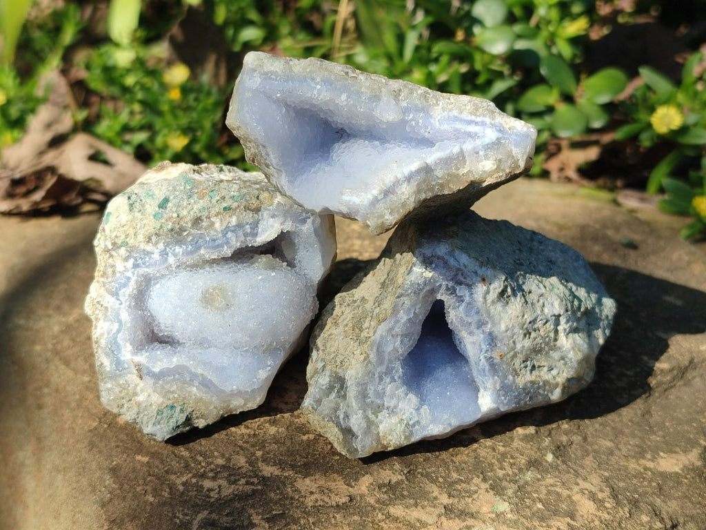 Natural Blue Lace Agate Geode Specimens x 24 From Nsanje, Malawi - Toprock Gemstones and Minerals 