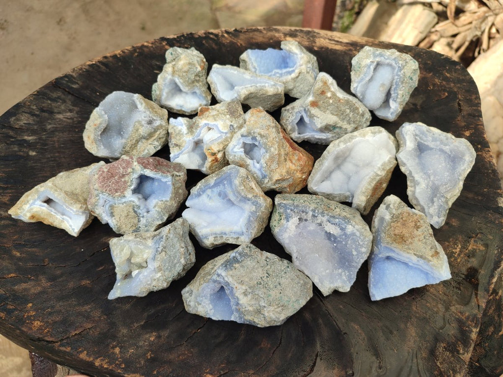 Natural Blue Lace Agate Geode Specimens x 24 From Nsanje, Malawi - Toprock Gemstones and Minerals 