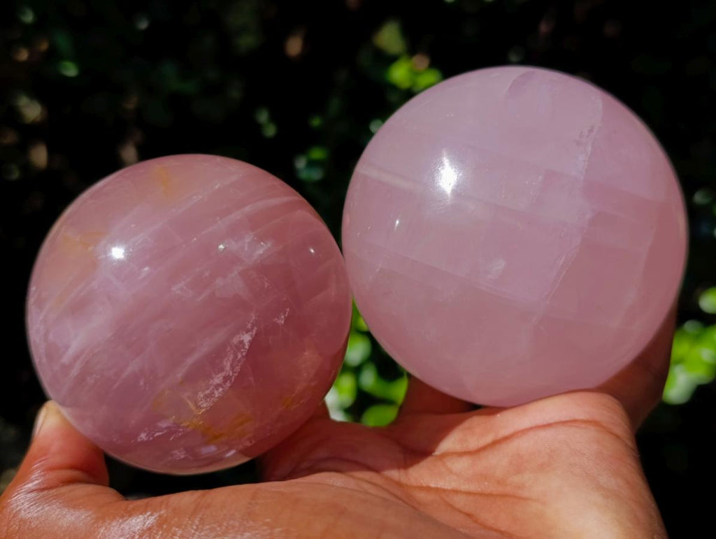 Polished Gemmy Star Rose Quartz Spheres x 3 From Madagascar - Toprock Gemstones and Minerals 