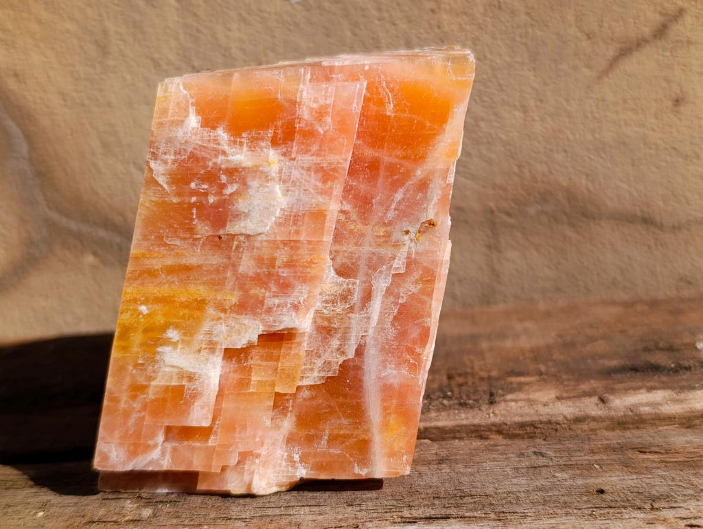 Natural Rhombohedral Sunset Orange Calcite Specimens x 4 From Spitzkop, Namibia - Toprock Gemstones and Minerals 