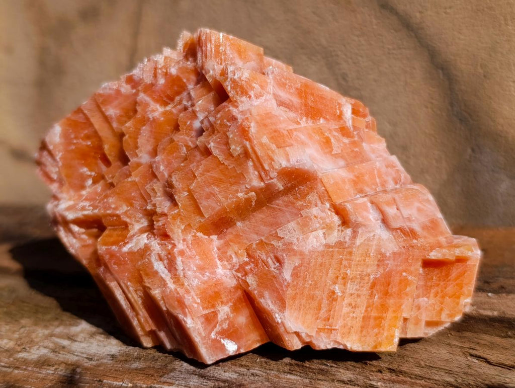 Natural Rhombohedral Sunset Orange Calcite Specimens x 4 From Spitzkop, Namibia - Toprock Gemstones and Minerals 