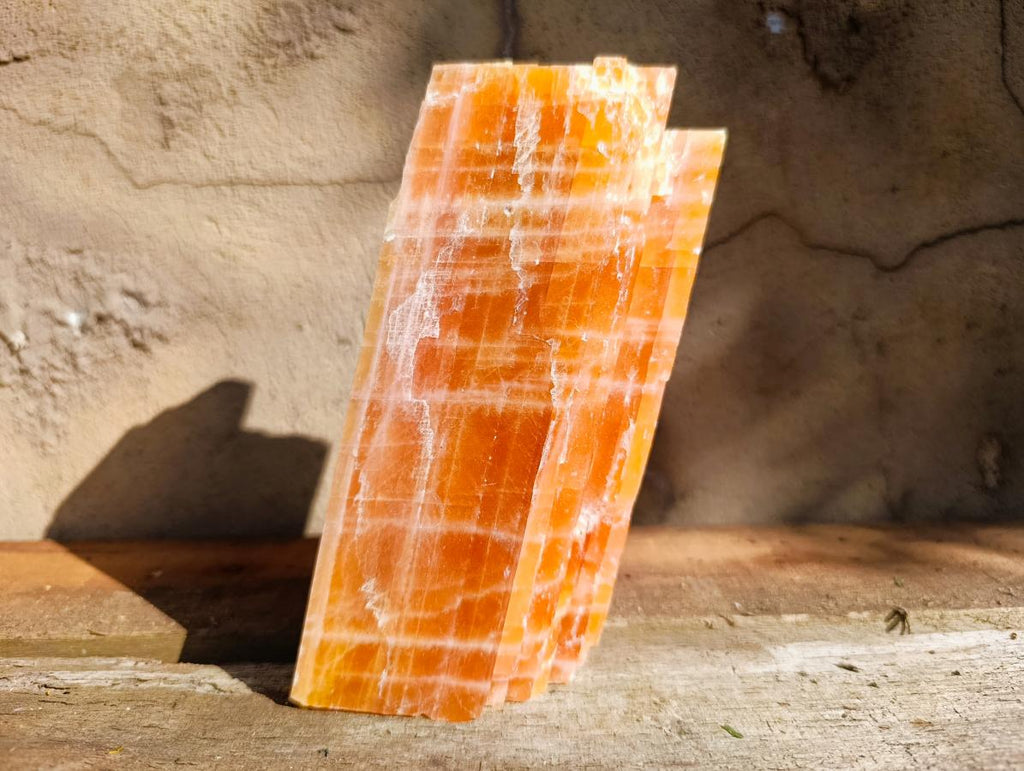 Natural Rhombohedral Sunset Orange Calcite Specimens x 4 From Spitzkop, Namibia - Toprock Gemstones and Minerals 