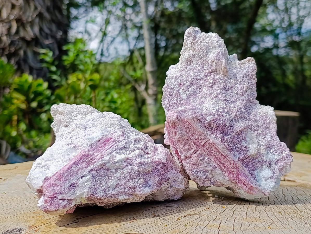 Natural Pink Rubellite Tourmaline Specimens x 2 From Karibib, Namibia - Toprock Gemstones and Minerals 