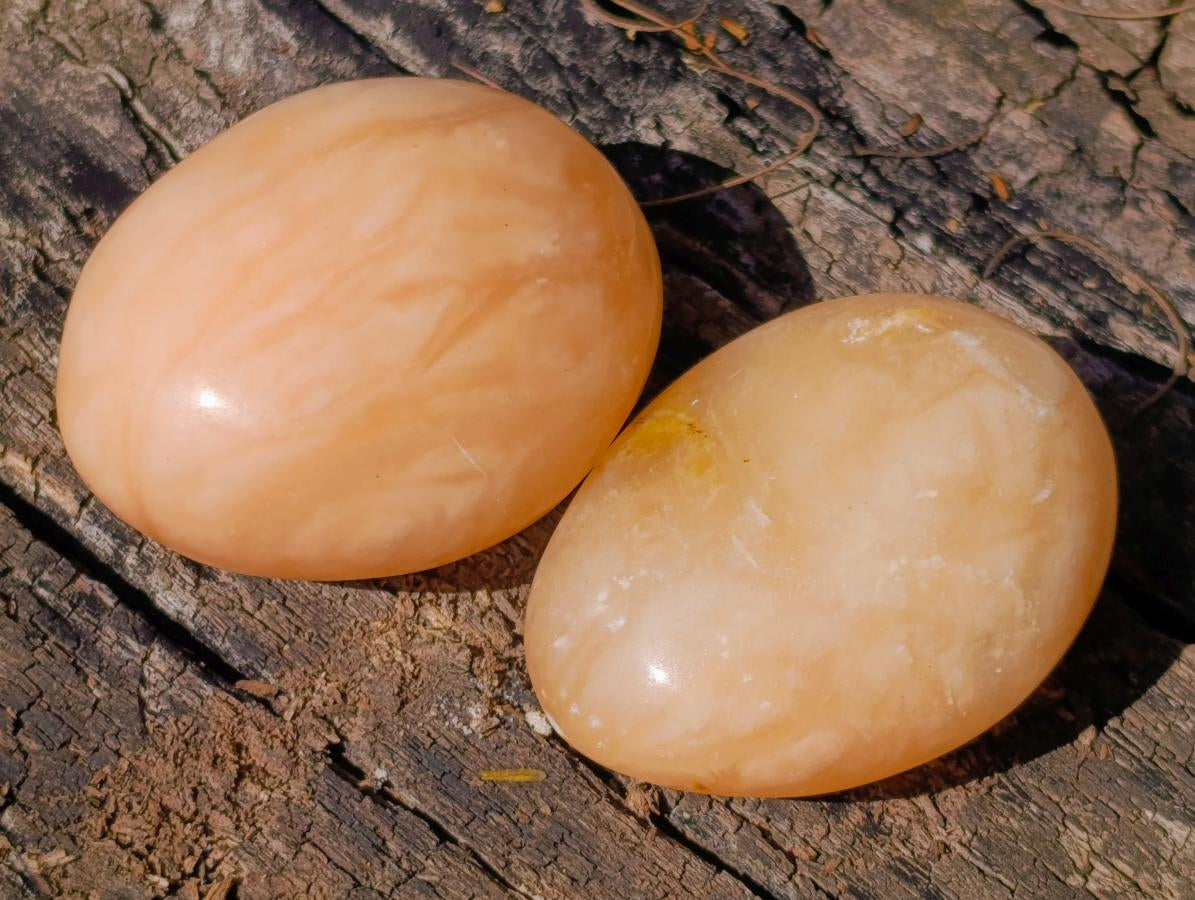 Polished Orange Twist Calcite Galets x 24 From Maevantanana, Madagascar - Toprock Gemstones and Minerals 