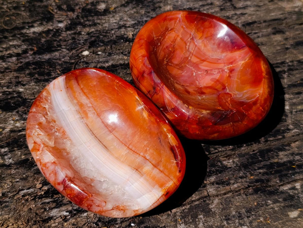 Polished Carnelian Agate Gemstone Bowls x 6 From Madagascar - Toprock Gemstones and Minerals 