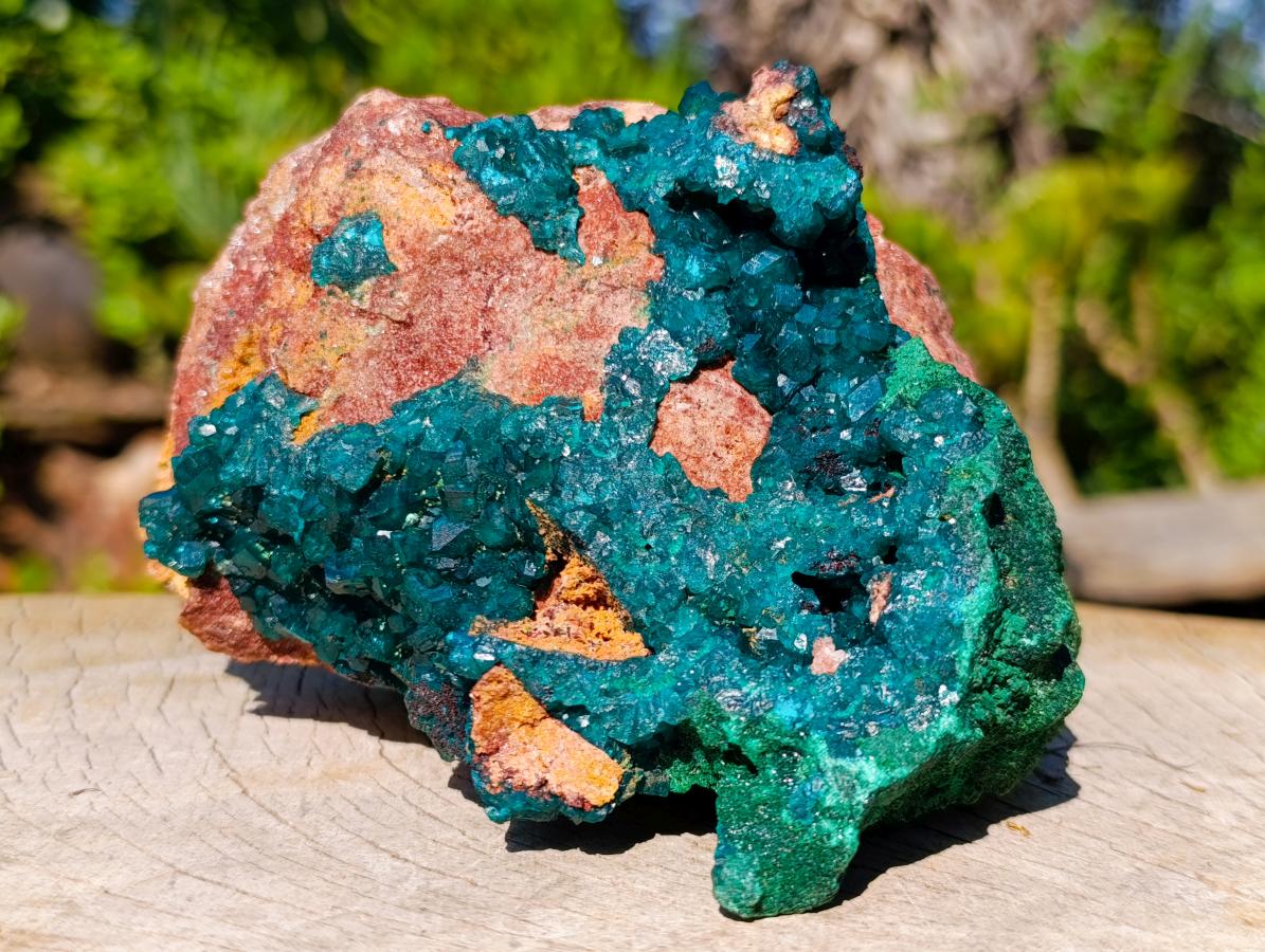 Natural Large Dioptase on Dolomite Specimen with Malachite x 1 From Likasi, Congo - Toprock Gemstones and Minerals 