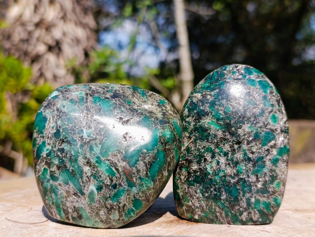 Polished Emerald Mica 'Mutokolite' Standing Free Forms x 4 From Mutoko, Zimbabwe - Toprock Gemstones and Minerals 