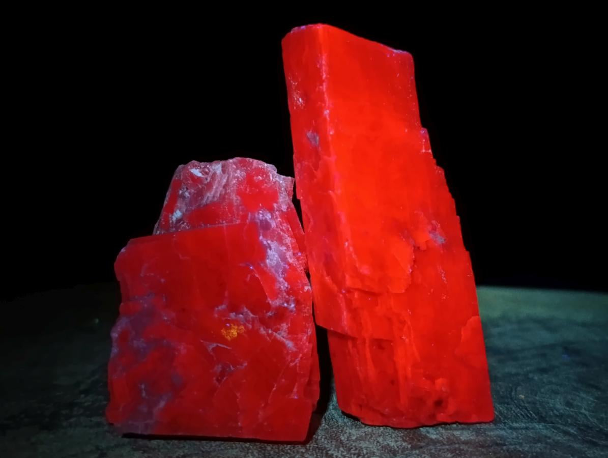 Natural Rhombohedral Sunset Orange Calcite Specimens x 12 From Spitzkop, Namibia - Toprock Gemstones and Minerals 