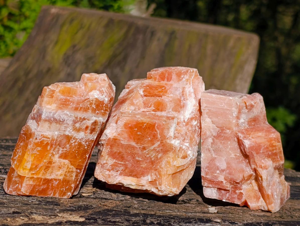 Natural Rhombohedral Sunset Orange Calcite Specimens x 12 From Spitzkop, Namibia - Toprock Gemstones and Minerals 