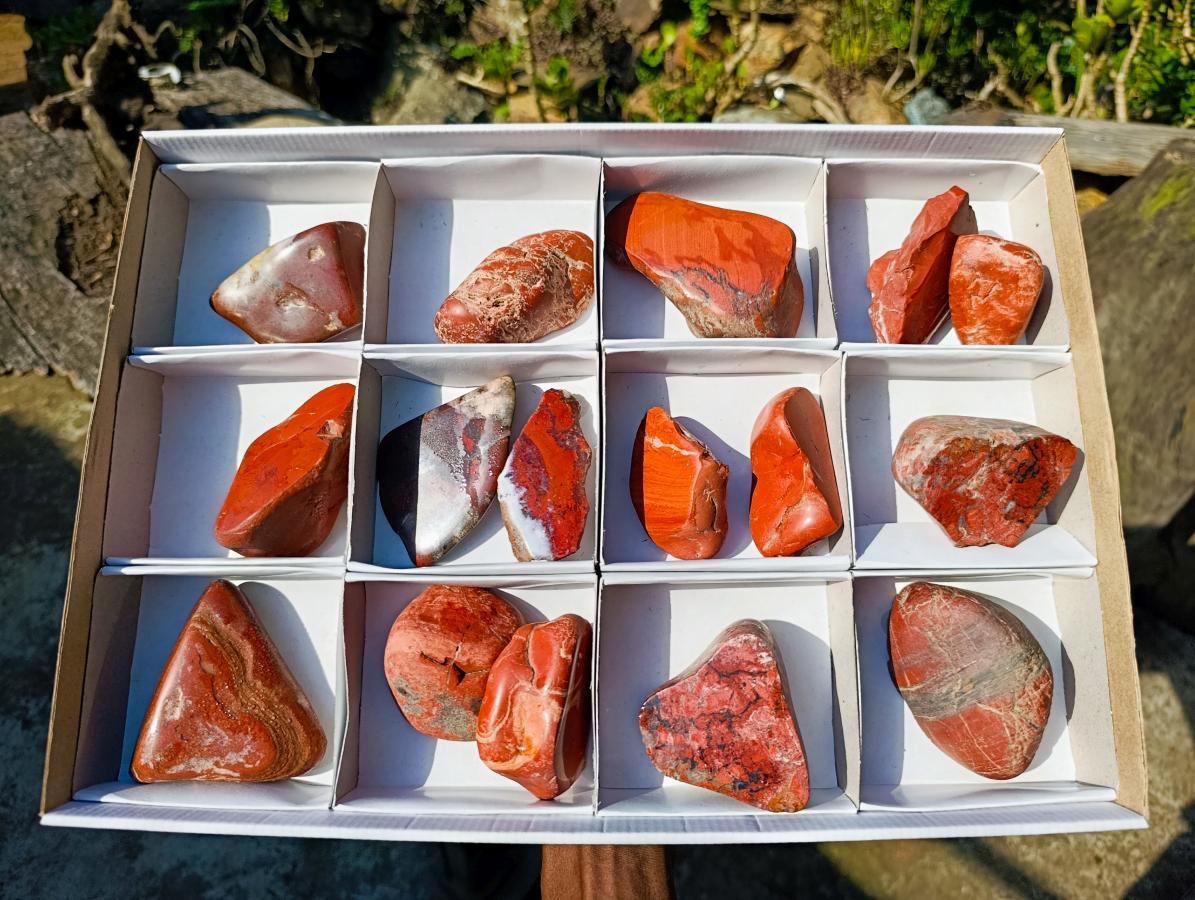 Polished on One Side Brecciated Red Jasper Nodules x 16 from South Africa - Toprock Gemstones and Minerals 