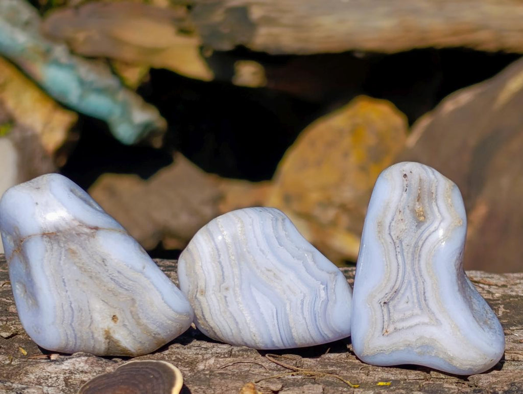 Polished Blue Lace Agate Tumbled Free Forms x 24 From Nsanje, Malawi - Toprock Gemstones and Minerals 