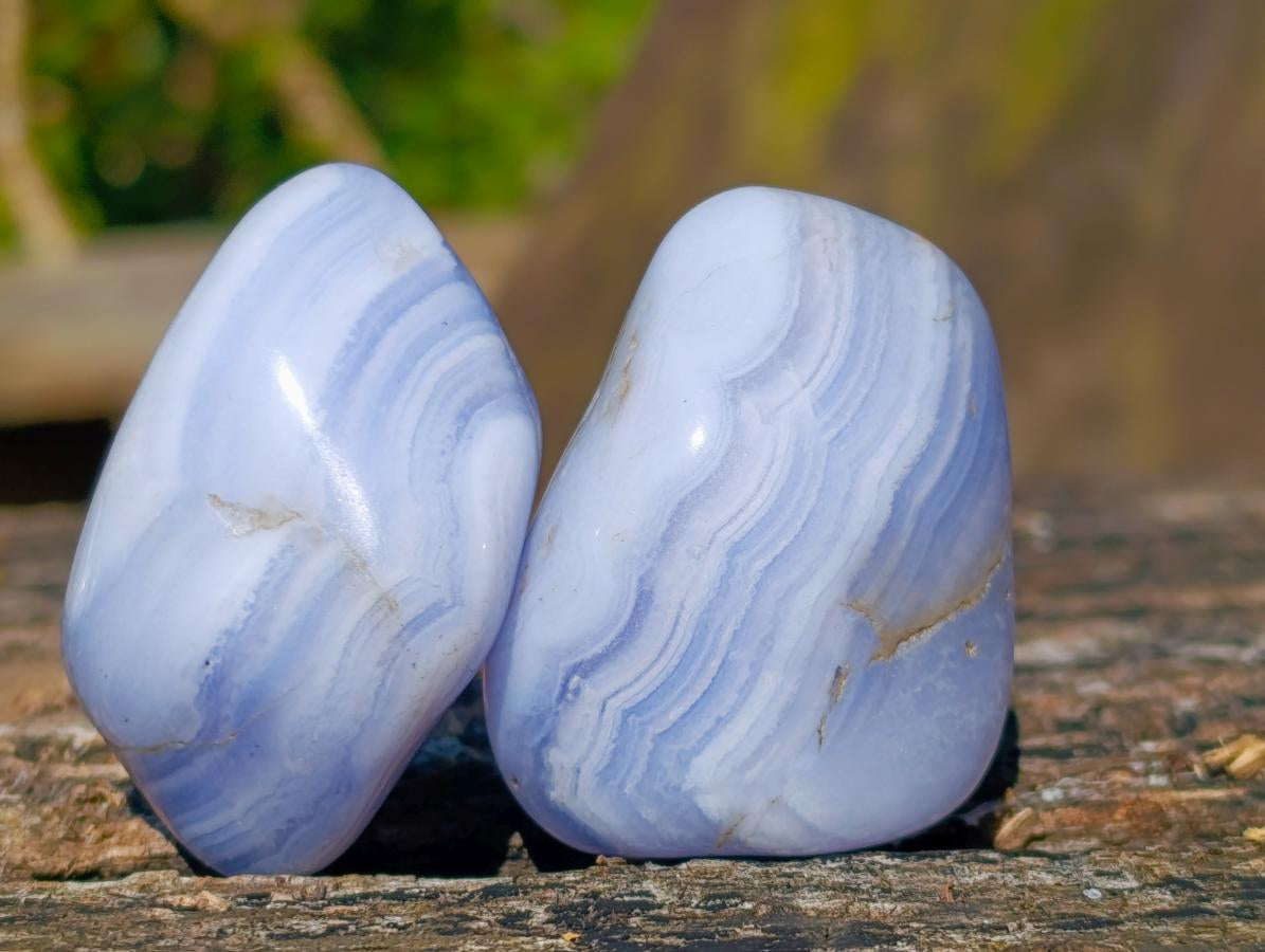 Polished Blue Lace Agate Tumbled Free Forms x 24 From Nsanje, Malawi - Toprock Gemstones and Minerals 