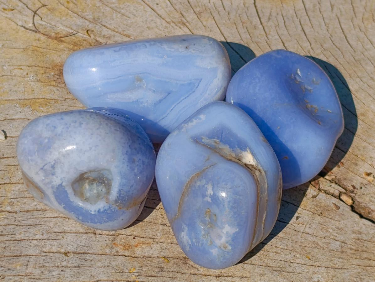 Polished Blue Lace Agate Tumbled Free Forms x 24 From Nsanje, Malawi - Toprock Gemstones and Minerals 