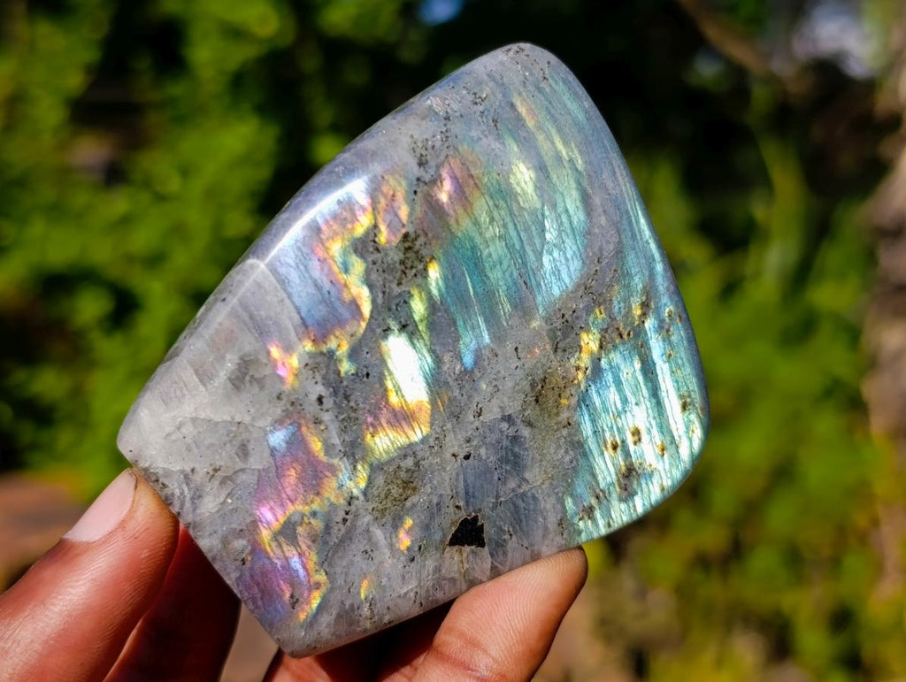 Polished Rare Purple Sunset Flash Labradorite Standing Free Forms x 7 From Madagascar - Toprock Gemstones and Minerals 