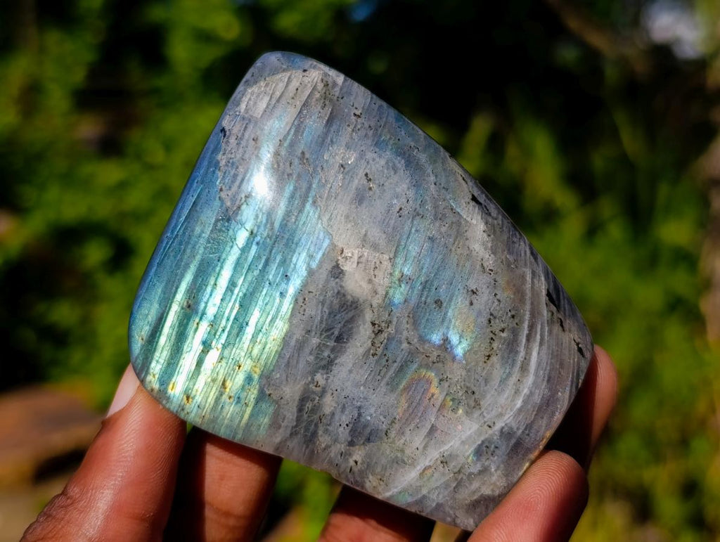 Polished Rare Purple Sunset Flash Labradorite Standing Free Forms x 7 From Madagascar - Toprock Gemstones and Minerals 