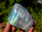 Polished Rare Purple Sunset Flash Labradorite Standing Free Forms x 7 From Madagascar - Toprock Gemstones and Minerals 