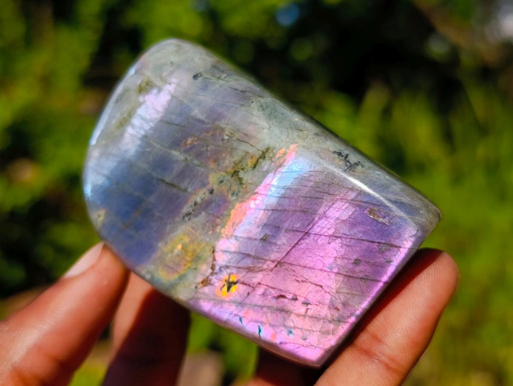 Polished Rare Purple Sunset Flash Labradorite Standing Free Forms x 7 From Madagascar - Toprock Gemstones and Minerals 