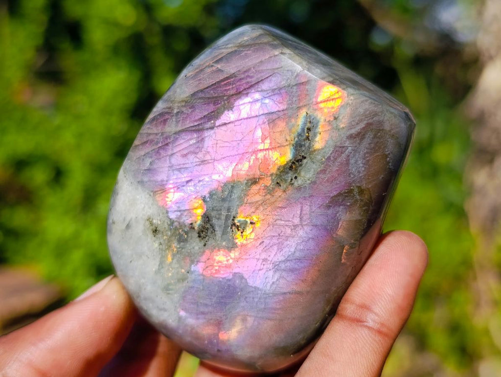 Polished Rare Purple Sunset Flash Labradorite Standing Free Forms x 7 From Madagascar - Toprock Gemstones and Minerals 