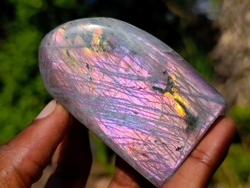 Polished Rare Purple Sunset Flash Labradorite Standing Free Forms x 7 From Madagascar - Toprock Gemstones and Minerals 