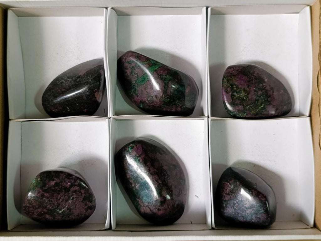 Polished Ruby Corundum in Chrome Verdite Gemstone Free Forms x 6 From Zimbabwe - Toprock Gemstones and Minerals 