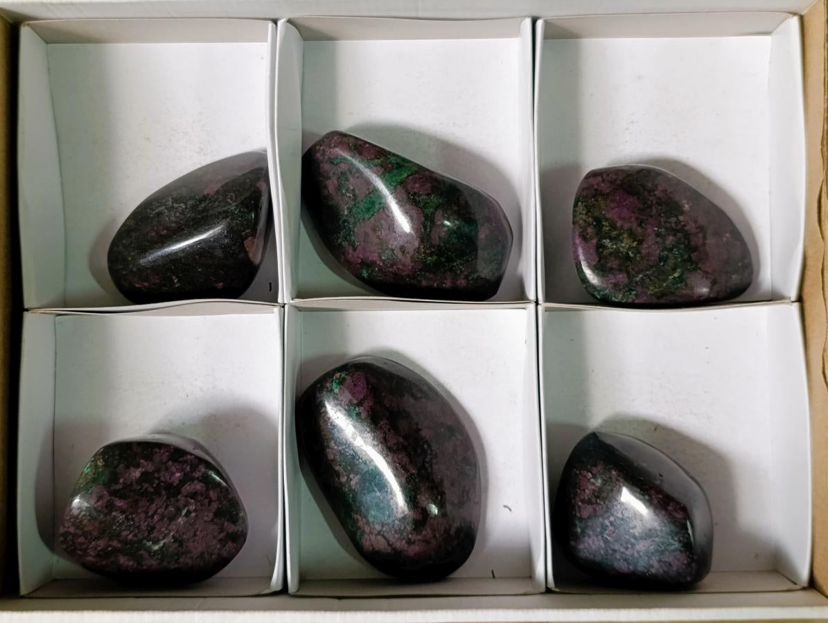 Polished Ruby Corundum in Chrome Verdite Gemstone Free Forms x 6 From Zimbabwe - Toprock Gemstones and Minerals 