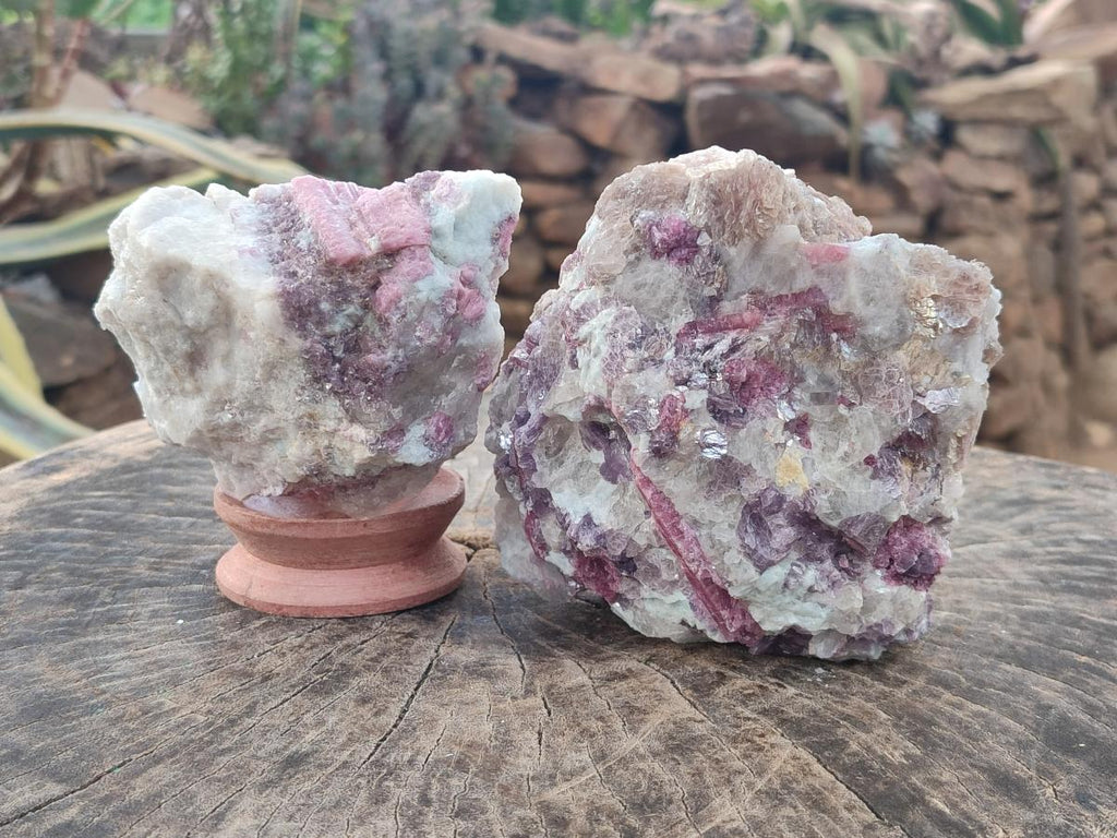 Natural Pink Rubellite Tourmaline Specimens x 2 From Karibib, Namibia - Toprock Gemstones and Minerals 