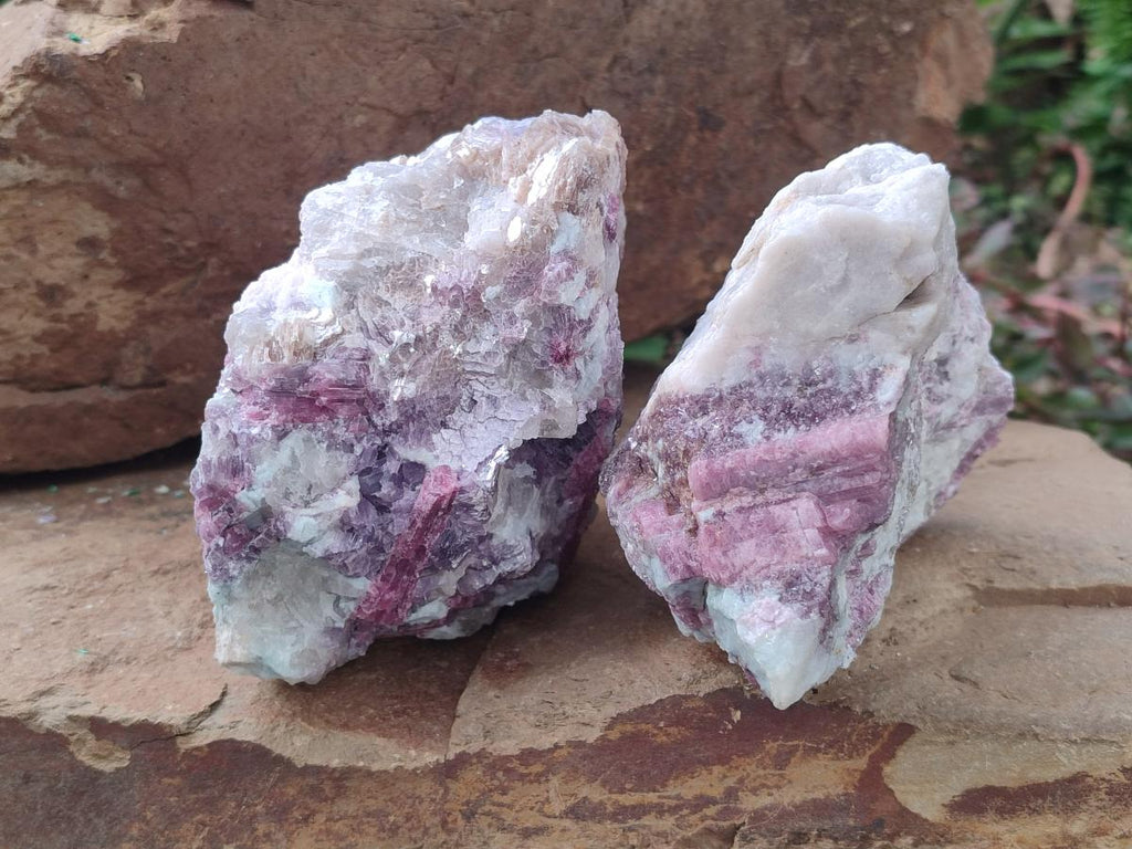 Natural Pink Rubellite Tourmaline Specimens x 2 From Karibib, Namibia - Toprock Gemstones and Minerals 