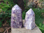 Polished Lepidolite with Pink Rubellite Tourmaline Display Crystals x 2 From Ambatondrazaka, Madagascar - Toprock Gemstones and Minerals 