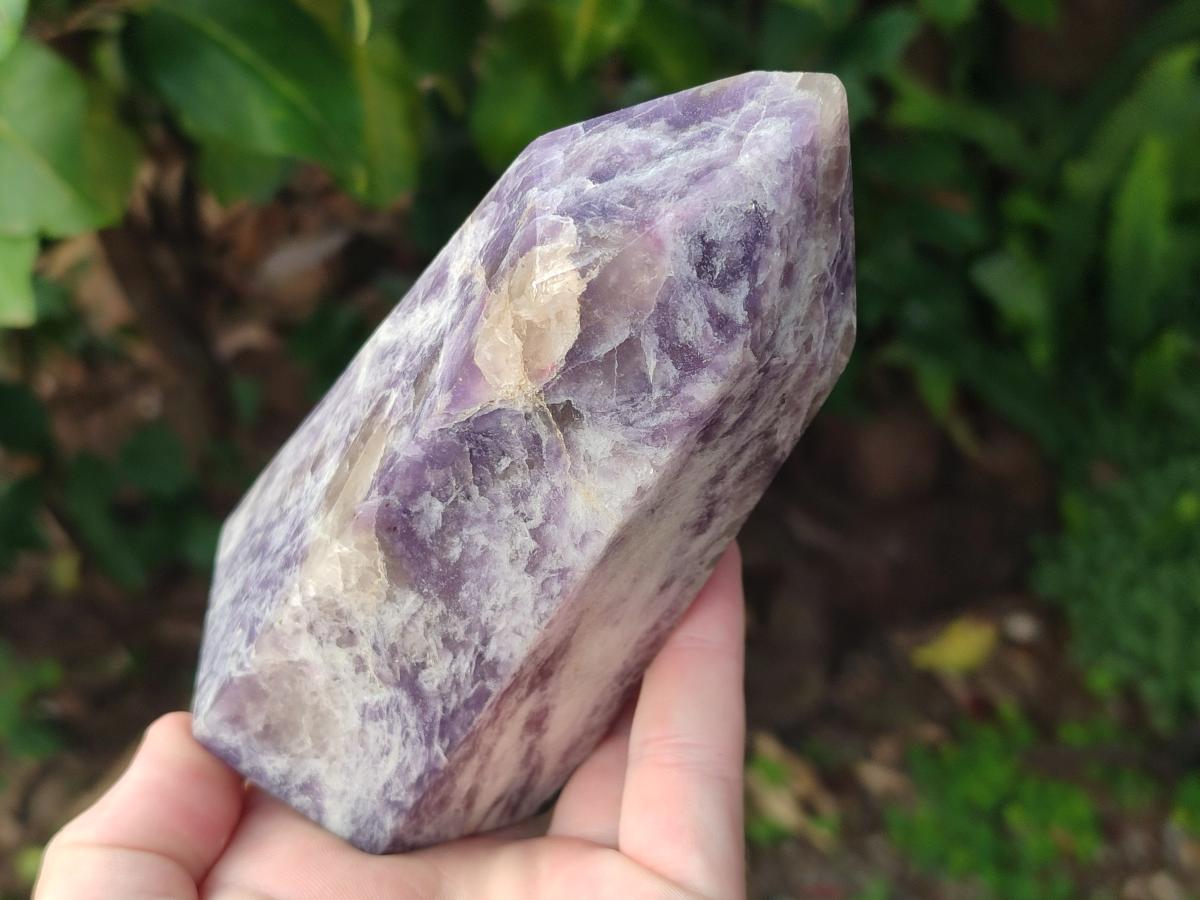 Polished Lepidolite with Pink Rubellite Tourmaline Display Crystals x 2 From Ambatondrazaka, Madagascar - Toprock Gemstones and Minerals 