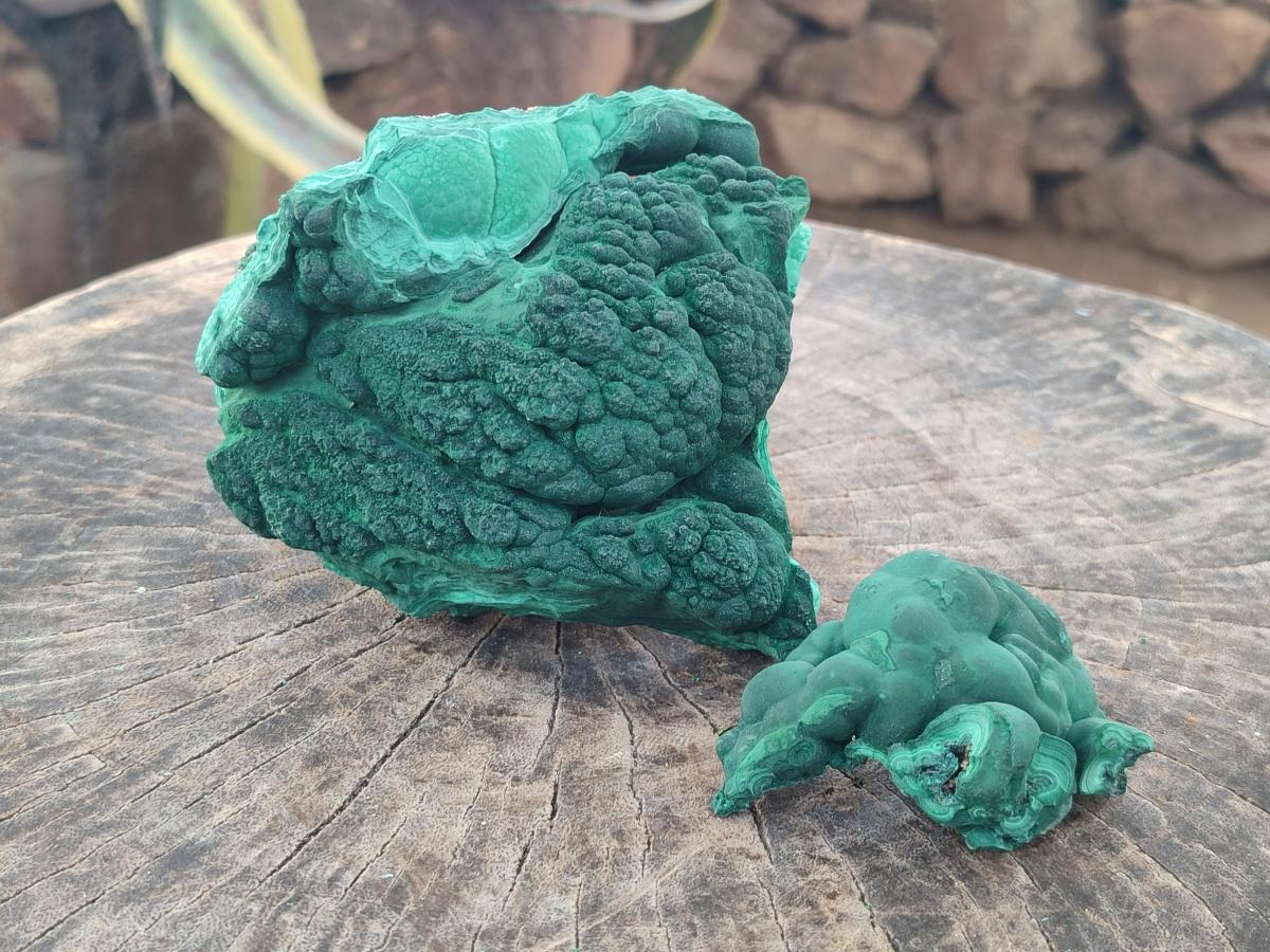 Natural Botryoidal Malachite Specimens x 3 From Congo - Toprock Gemstones and Minerals 
