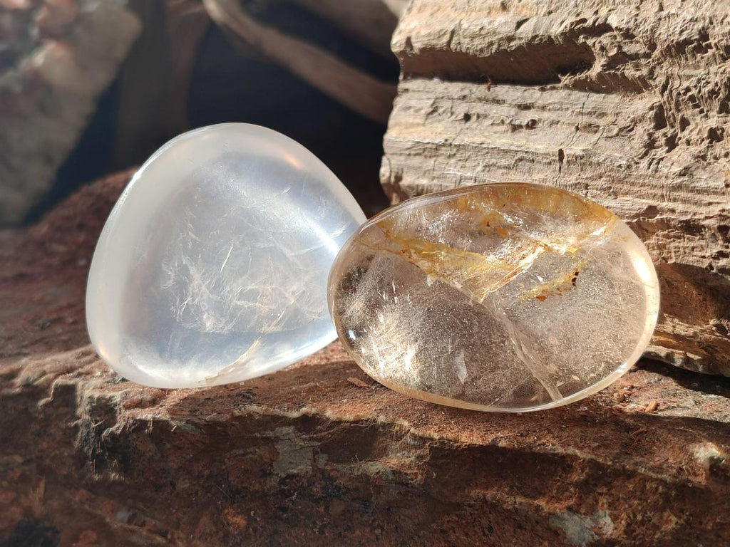 Polished Clear Quartz Crystal Galets x 12 From Madagascar - Toprock Gemstones and Minerals 