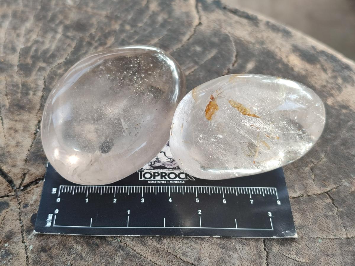 Polished Clear Quartz Crystal Galets x 12 From Madagascar - Toprock Gemstones and Minerals 
