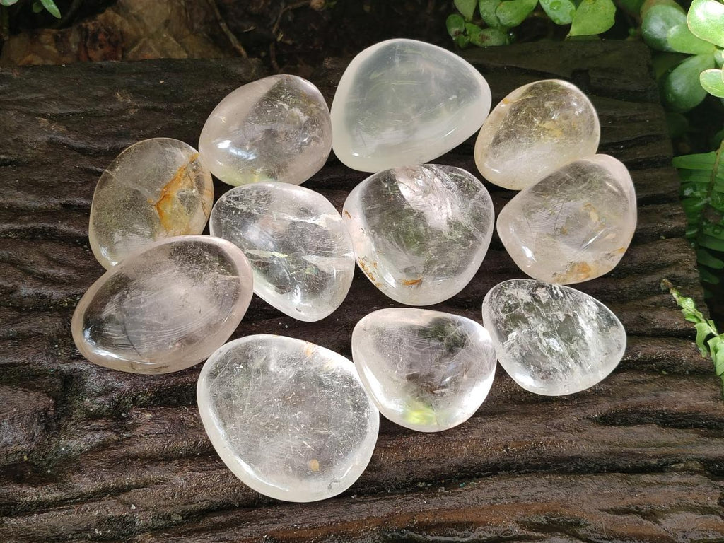 Polished Clear Quartz Crystal Galets x 12 From Madagascar - Toprock Gemstones and Minerals 