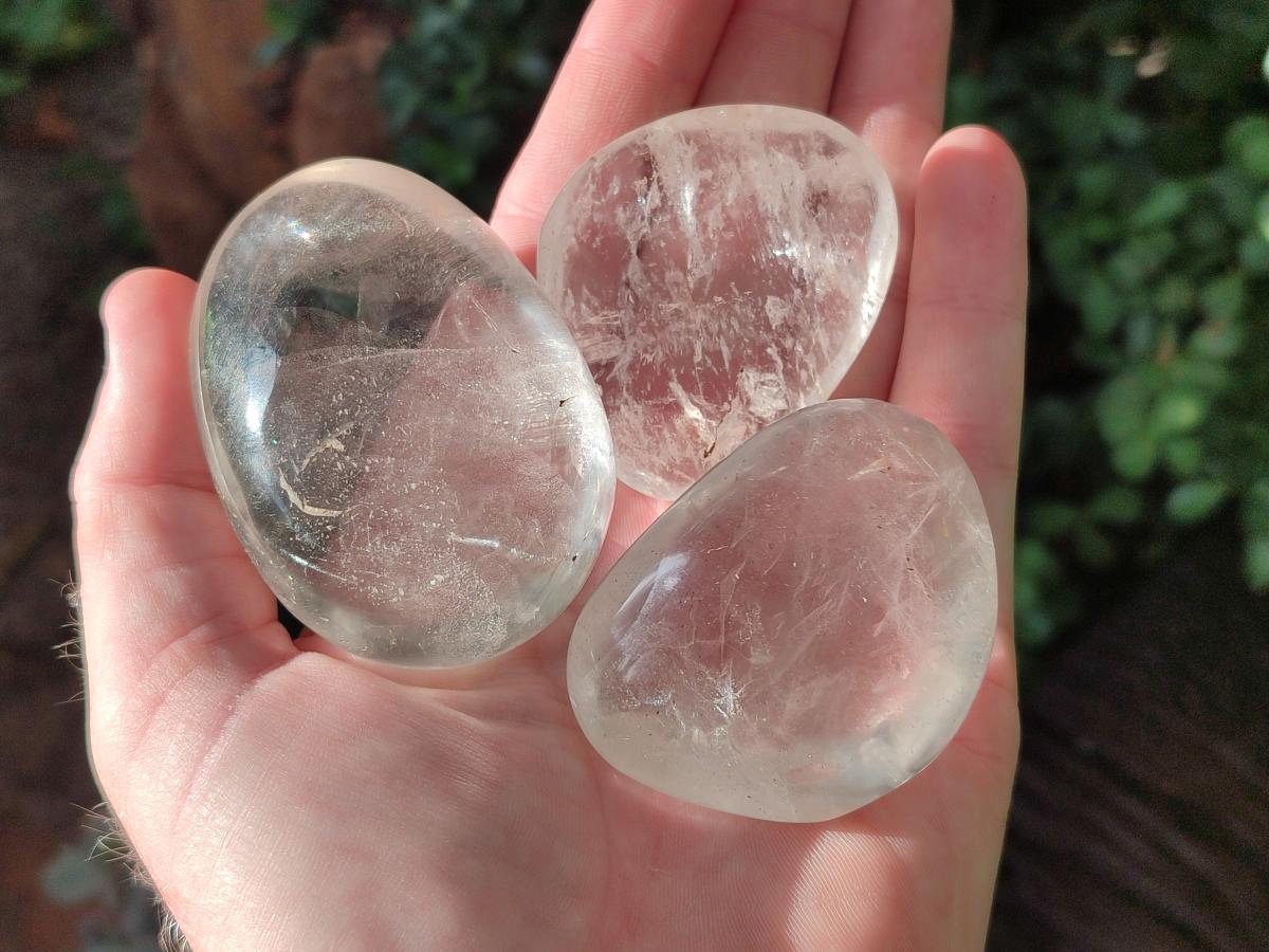 Polished Clear Quartz Crystal Galets x 12 From Madagascar - Toprock Gemstones and Minerals 