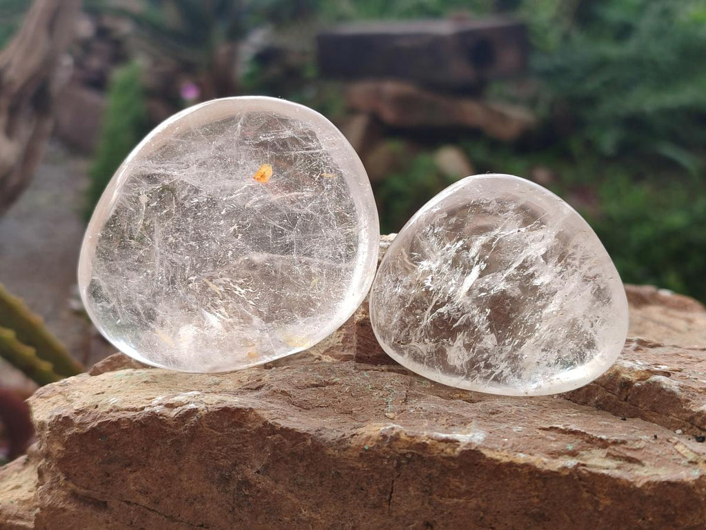 Polished Clear Quartz Crystal Galets x 12 From Madagascar - Toprock Gemstones and Minerals 