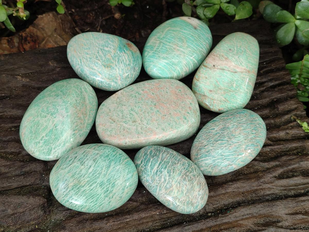 Polished Amazonite Free Forms x 9 From Zimbabwe - Toprock Gemstones and Minerals 
