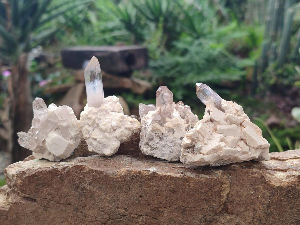 Natural Smokey Quartz Crystals on Orthoclase Matrix Specimens x 11 From Zomba Plateau, Malawi - Toprock Gemstones and Minerals 