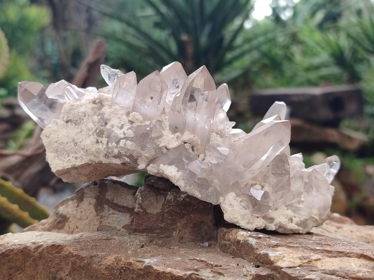 Natural Smokey Quartz Crystals on Orthoclase Matrix Specimens x 11 From Zomba Plateau, Malawi - Toprock Gemstones and Minerals 