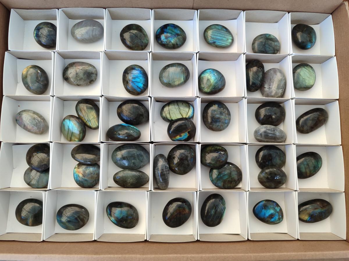 Polished Mini Labradorite Galets x 46 From Madagascar - Toprock Gemstones and Minerals 
