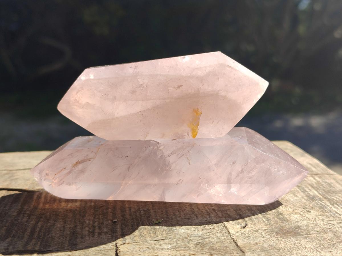 Polished Double Terminated Gemmy Rose Quartz Crystals x 12 From Madagascar - Toprock Gemstones and Minerals 