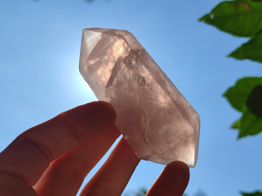 Polished Double Terminated Gemmy Rose Quartz Crystals x 12 From Madagascar - Toprock Gemstones and Minerals 